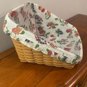 Longaberger Book Keeper basket with protector and liner vintage signed 2002